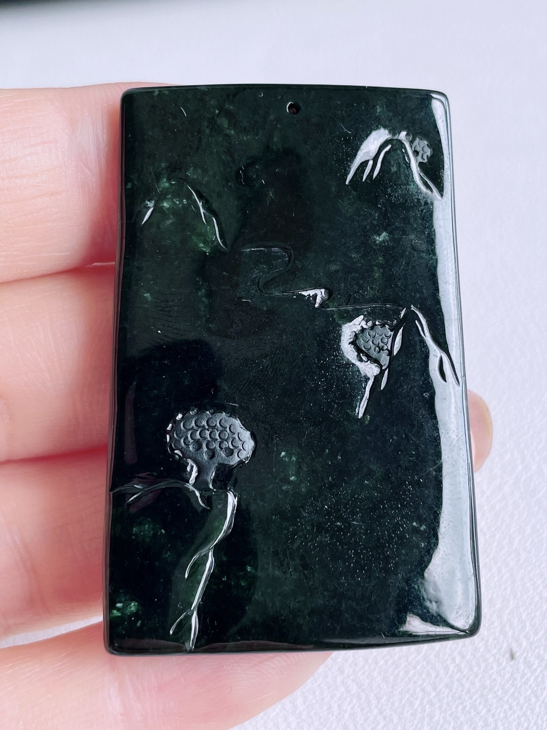 墨翠普贤菩萨牌吊坠,性比高,厚装