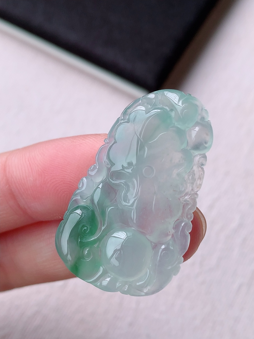 冰飘花如意挂件,种老水润细腻，佩戴精致迷人，34-20.7-4.5