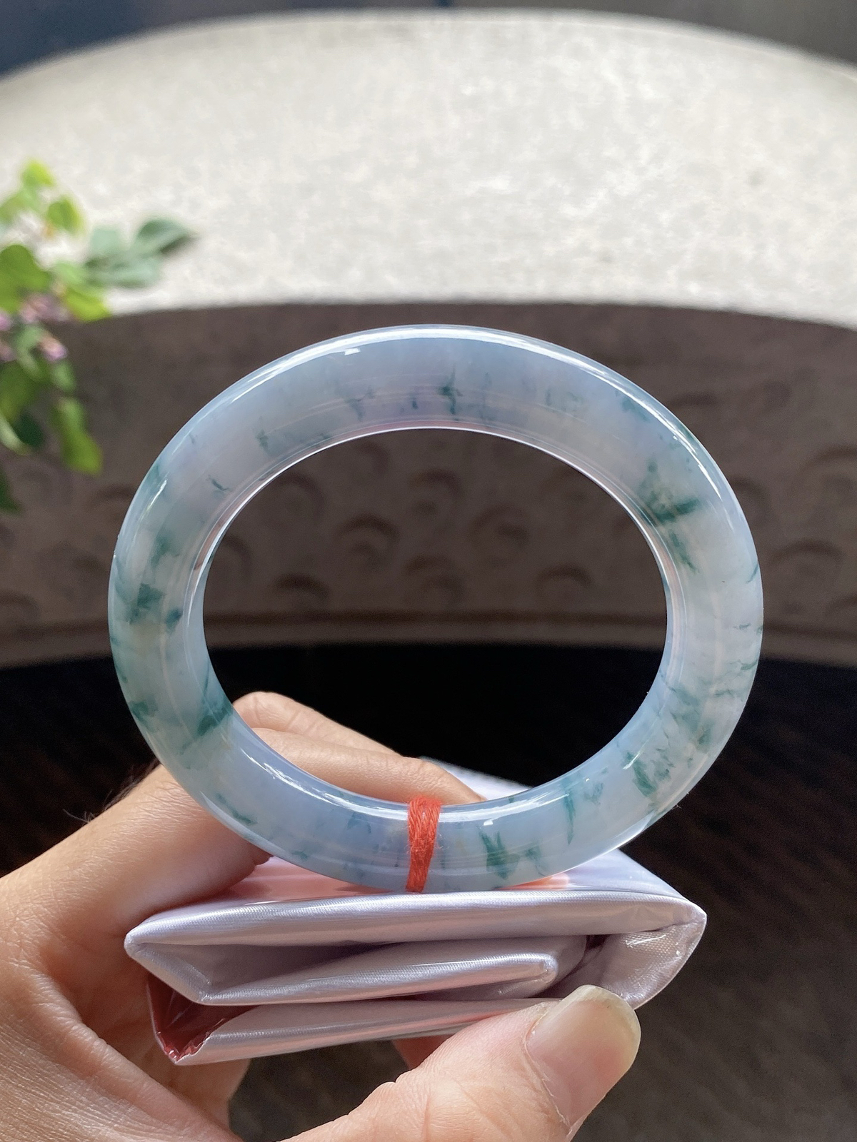 圈口57.8-11.4-11    【茄紫飘花圆条手镯】圈口57  58可戴  质地细腻