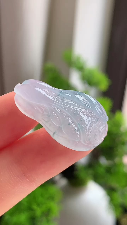 天然翡翠，冰飘花白菜 aj94