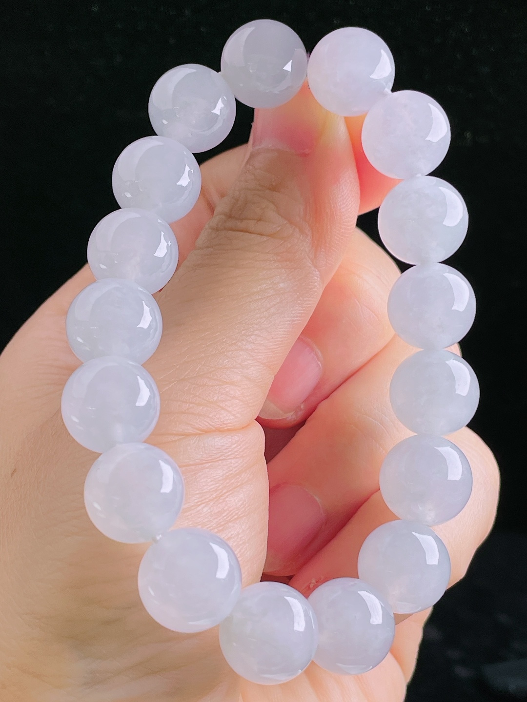 白冰手串珠串，老种起光，细底通透，尺寸：12.2mm0906