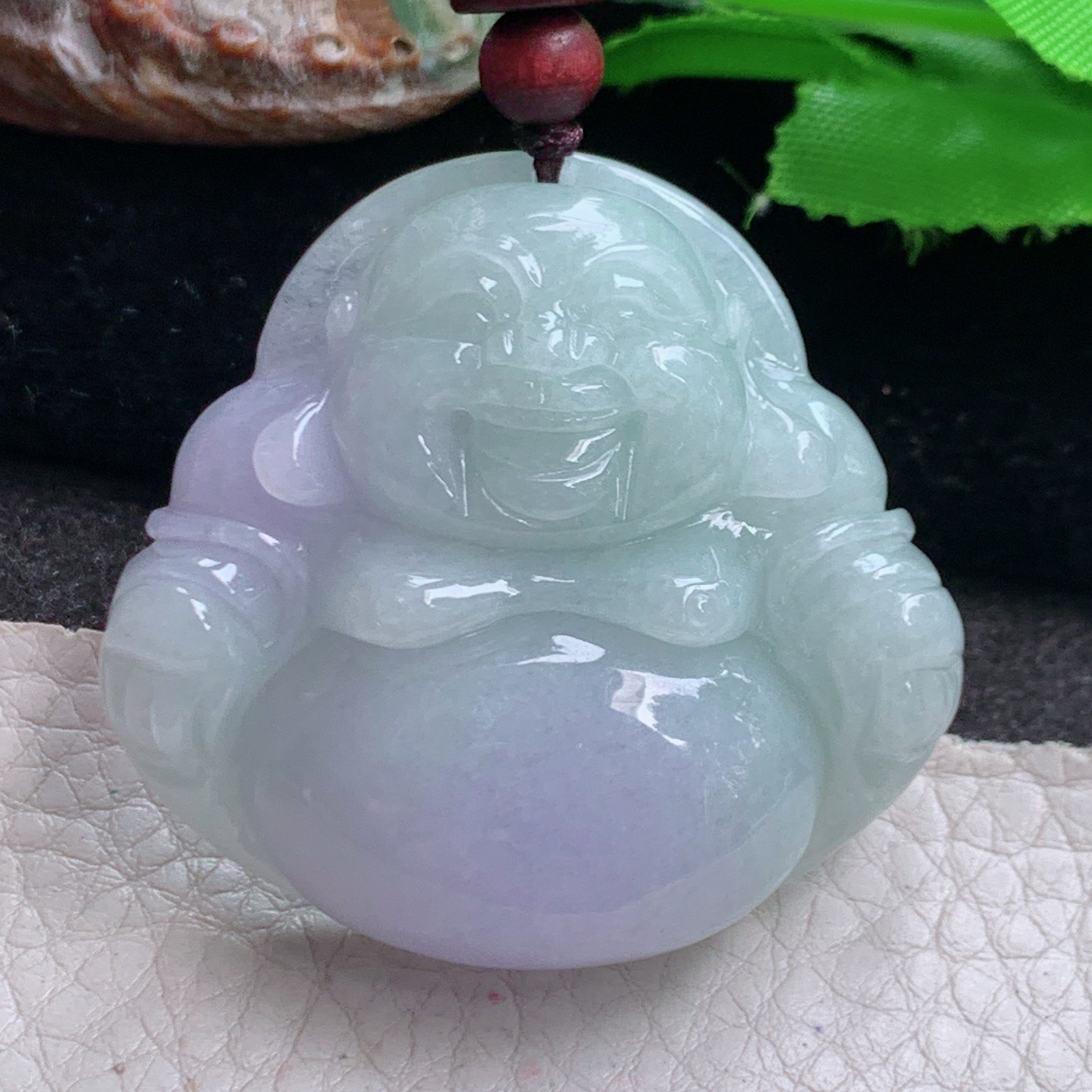 zen实拍42*44.5*12.2缅甸翡翠高品质饱满春带佛公 弥勒佛玉吊坠