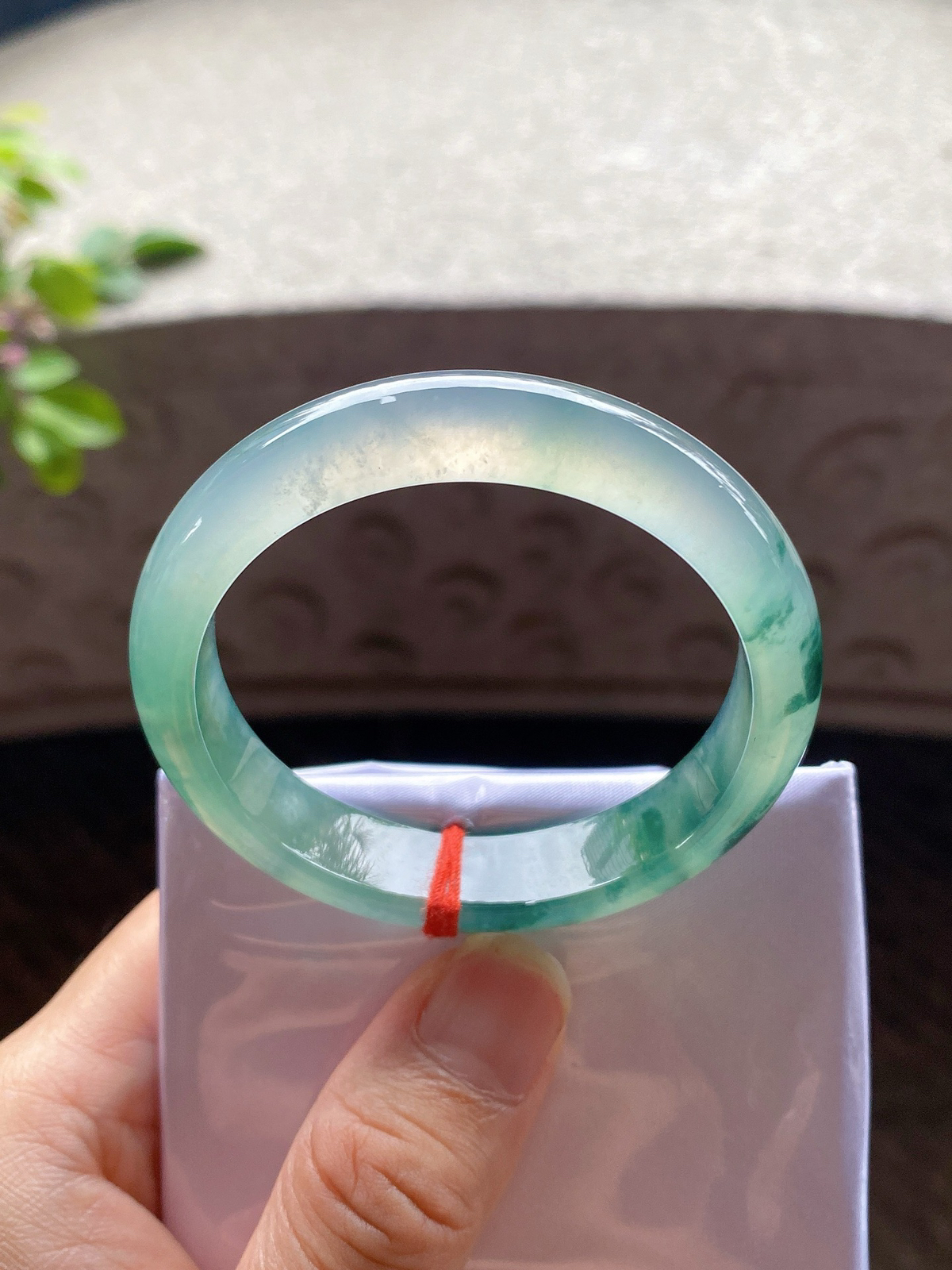 圈口51-11.7-7.3   【高冰种飘绿花正圈手镯】圈口50  51可戴  质地细腻   种水好
