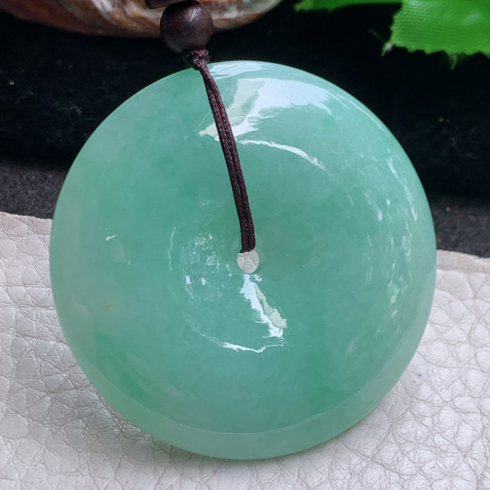 zen实拍47*9缅甸翡翠高品质饱满满绿平安扣 玉扣玉吊坠