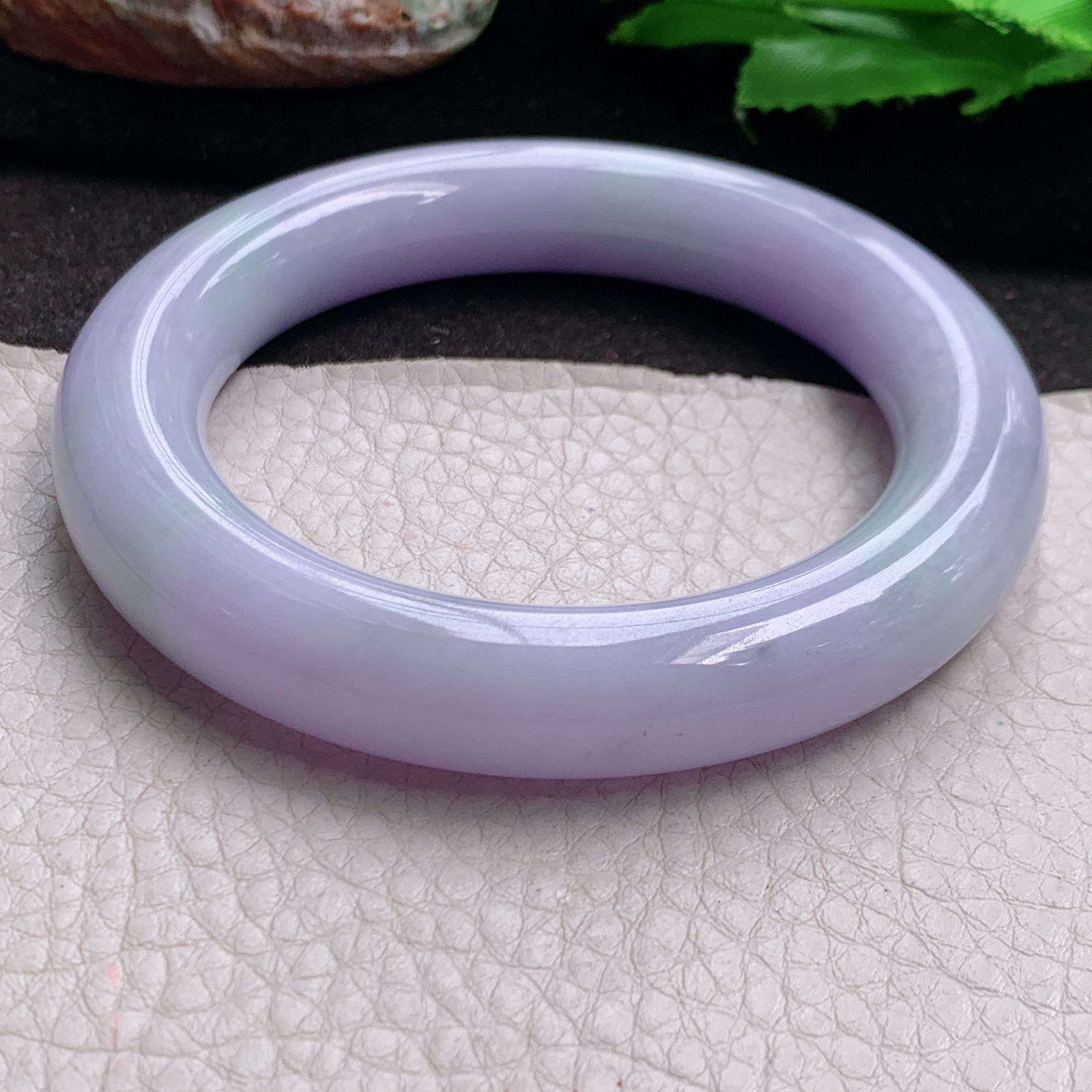 ss自然光57*12美人镯 缅甸翡翠a货高品质紫罗兰圆条玉手镯