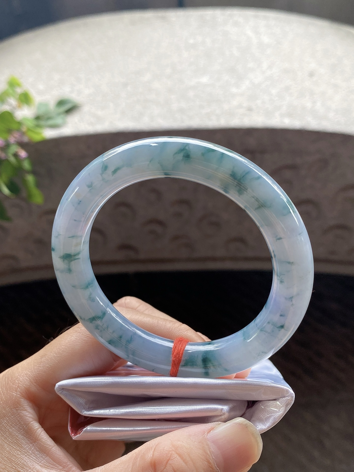 圈口57.8-11.4-11    【茄紫飘花圆条手镯】圈口57  58可戴  质地细腻