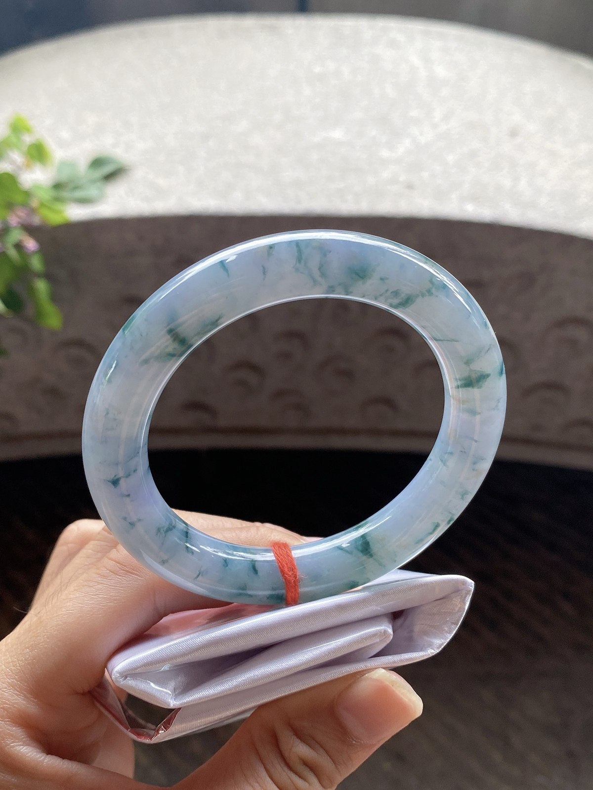 圈口57.8-11.4-11    【茄紫飘花圆条手镯】圈口57  58可戴  质地细腻