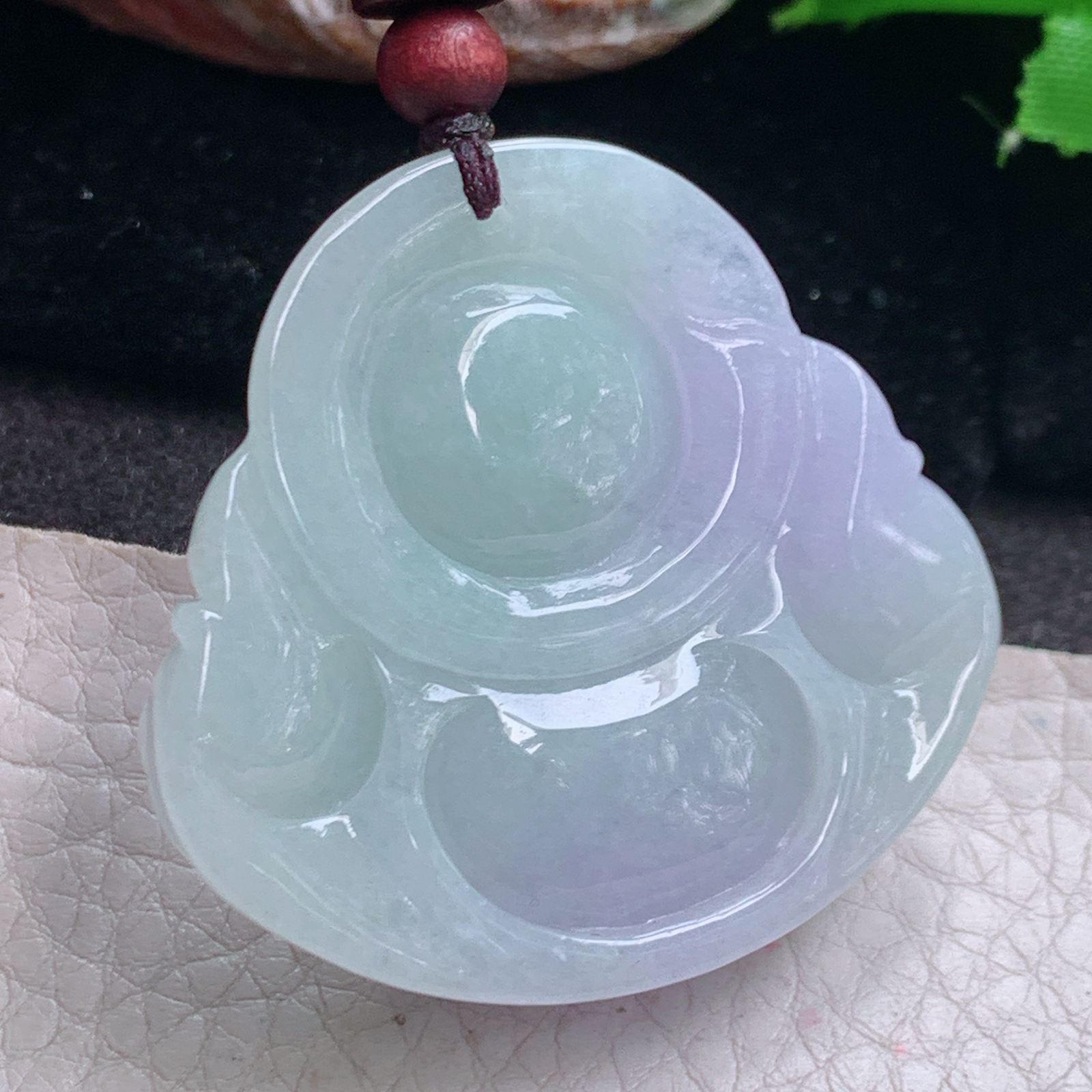 zen实拍42*44.5*12.2缅甸翡翠高品质饱满春带佛公 弥勒佛玉吊坠