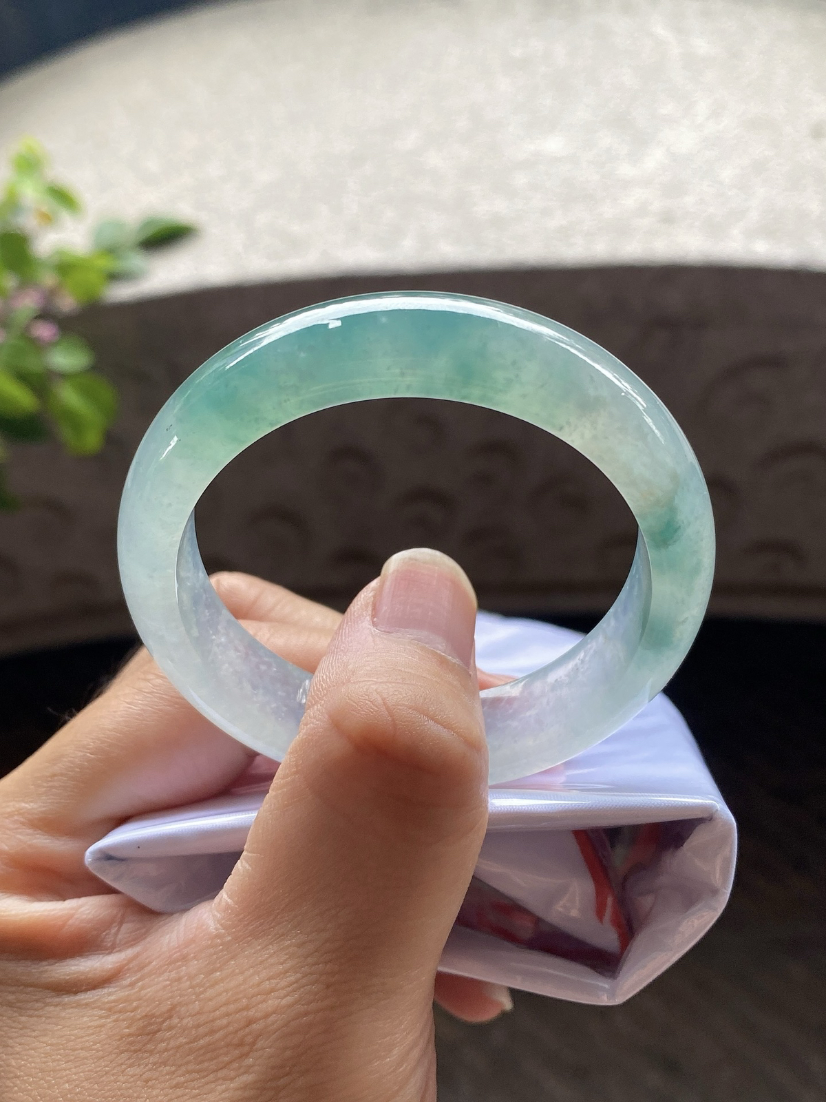 圈口51.3-13.7-7.8    【冰种飘蓝绿正圈手镯】圈口51  52可戴  质地细腻   种水好