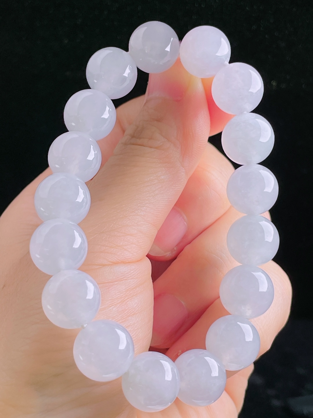 白冰手串珠串，老种起光，细底通透，尺寸：12.2mm0906