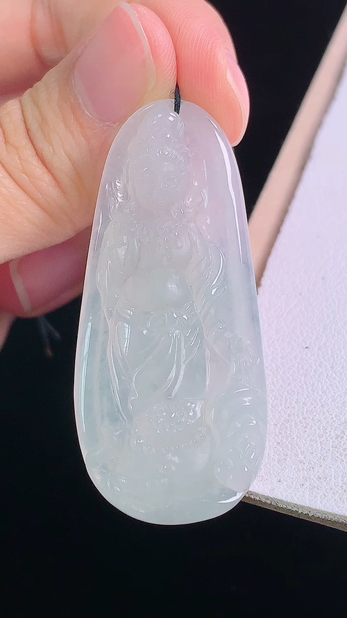 冰种普贤菩萨，无裂，尺寸:47.2-21.3-4.8mm