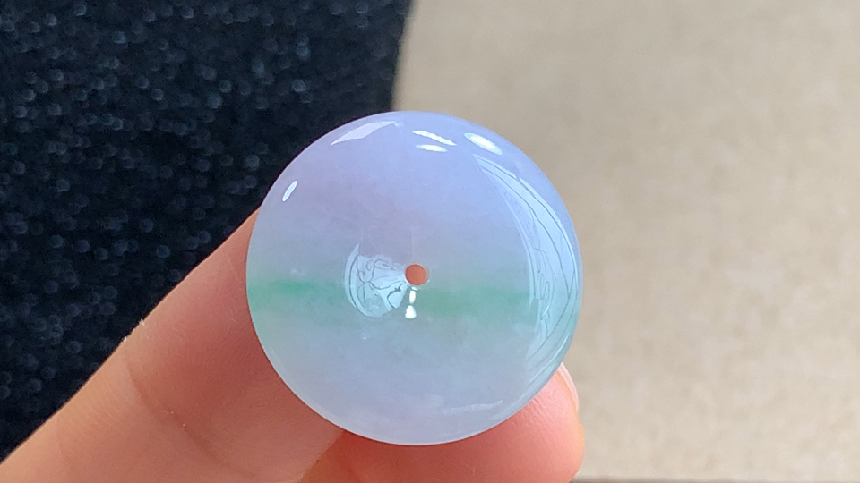 ️ 春彩平安扣，无裂，尺寸20.4-4.9mm，包A附证书