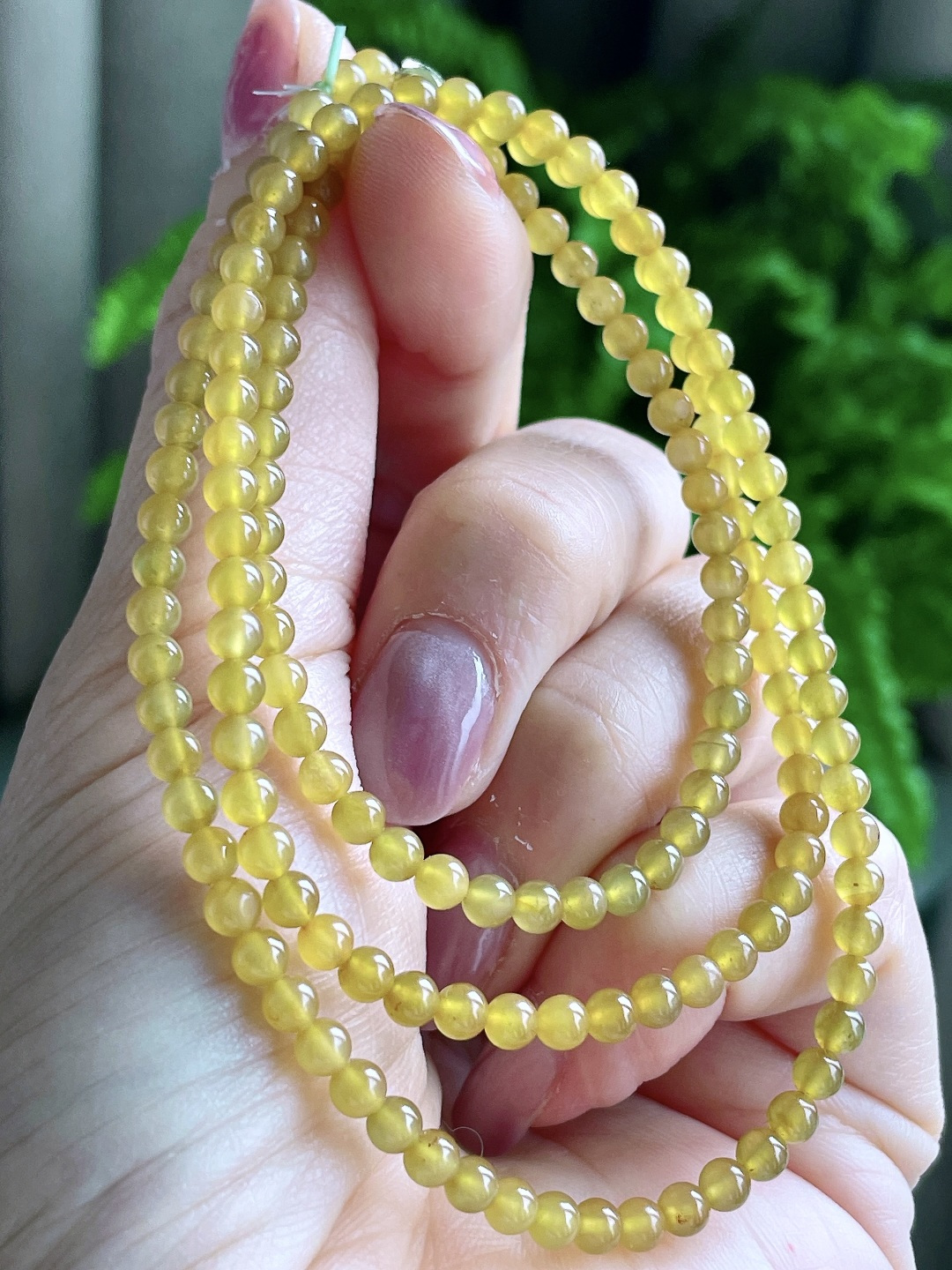 冰黄翡珠链圆珠珠子珠链，缅料性比高，尺寸3.5mm，30cm，重量14克