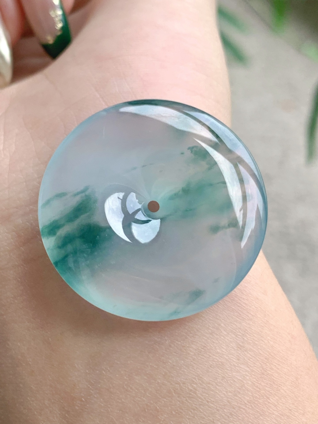 高冰飘花平安扣吊坠,性比高,厚装