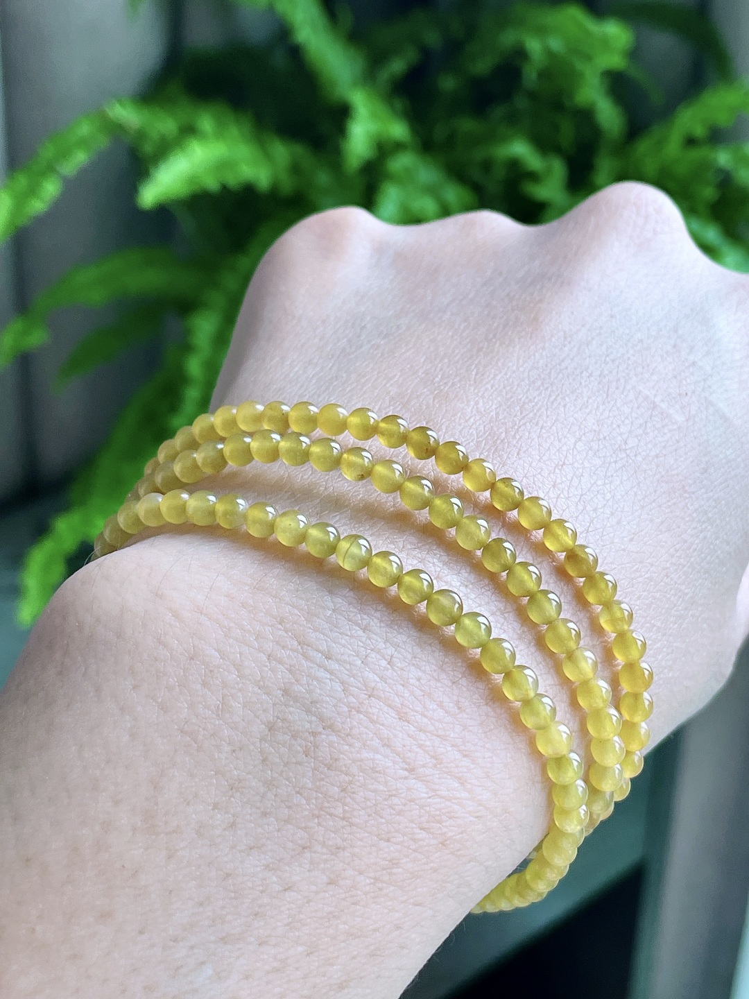 冰黄翡珠链圆珠珠子珠链，缅料性比高，尺寸3.5mm，30cm，重量14克