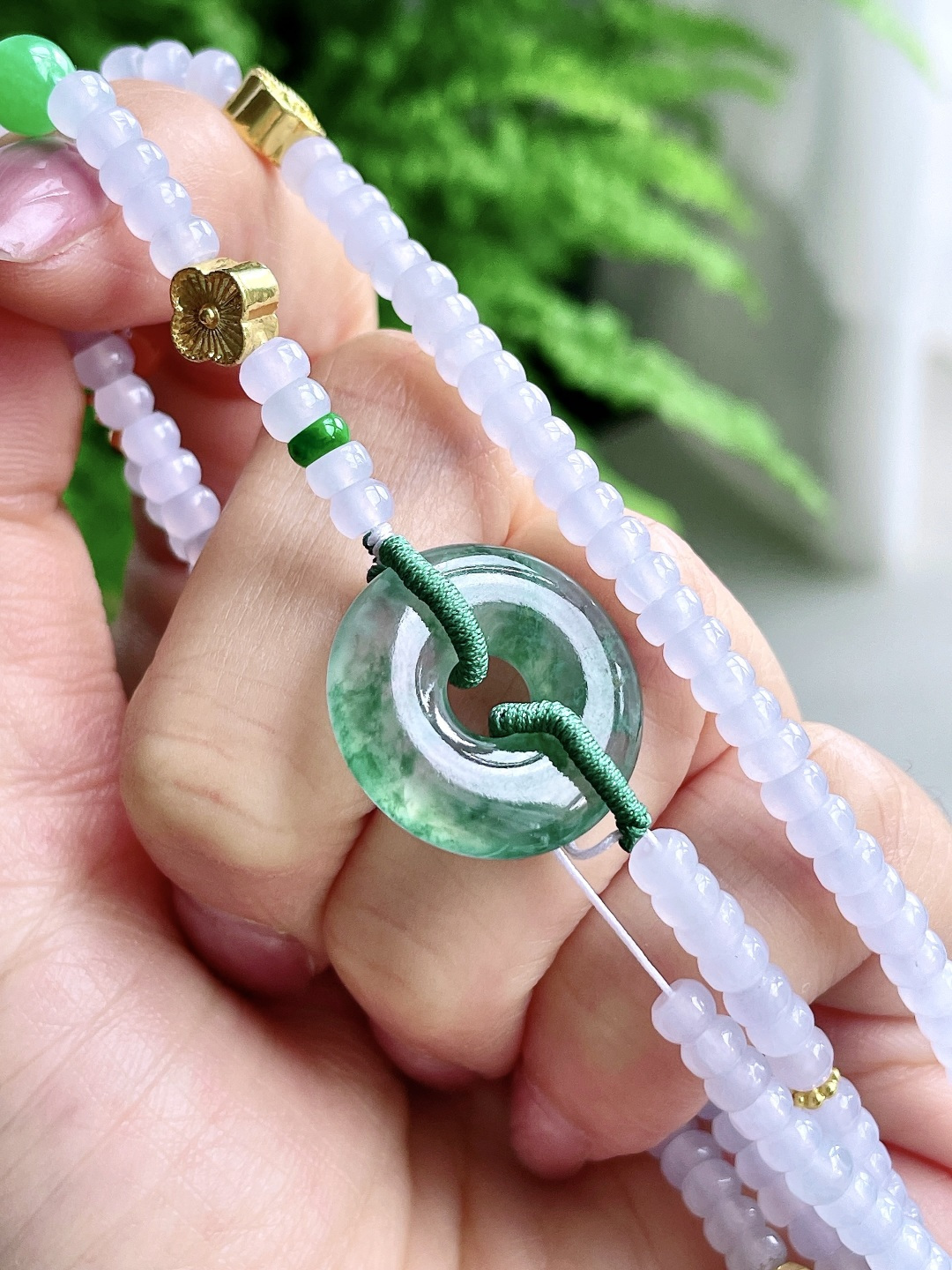 珠子高冰多宝珠链算盘甜甜圈珠链，说明缅料性比高，尺寸4.1-2.3mm，51cm 甜甜圈20-3.6，重量40.6克