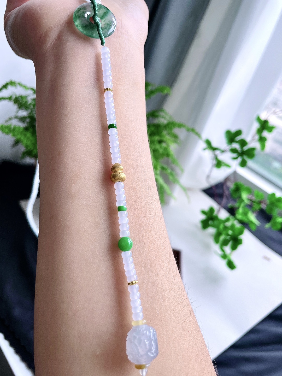 珠子高冰多宝珠链算盘甜甜圈珠链，说明缅料性比高，尺寸4.1-2.3mm，51cm 甜甜圈20-3.6，重量40.6克