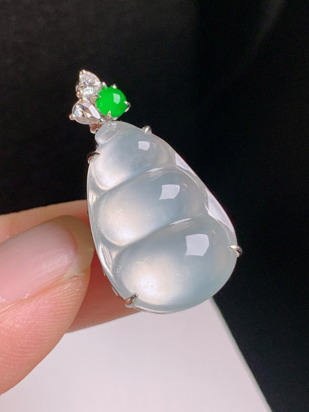 ️ 冰种福豆吊坠，清透起光，形体饱满，四季平安 66