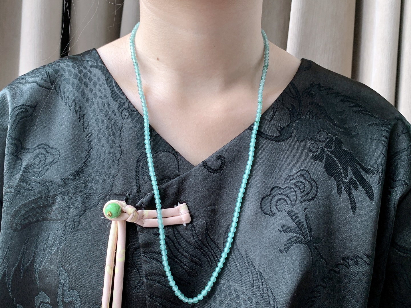 珠子冰飘花珠链天空蓝圆珠子珠链,说明性比高老蓝水,尺寸4mm，33cm,重量20克
