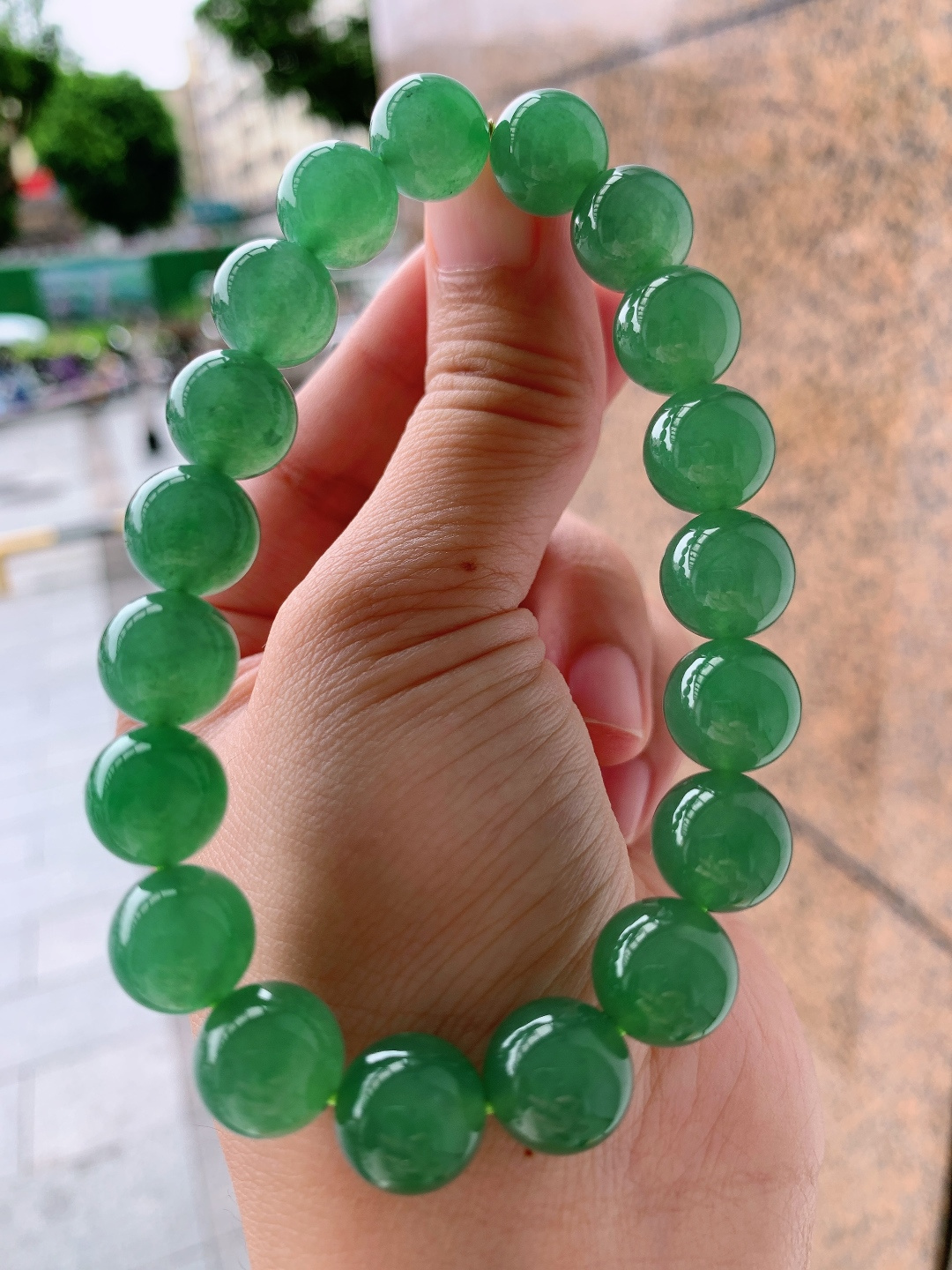 湖水绿珠珠手串，色匀油润，珠圆玉润，端庄大方