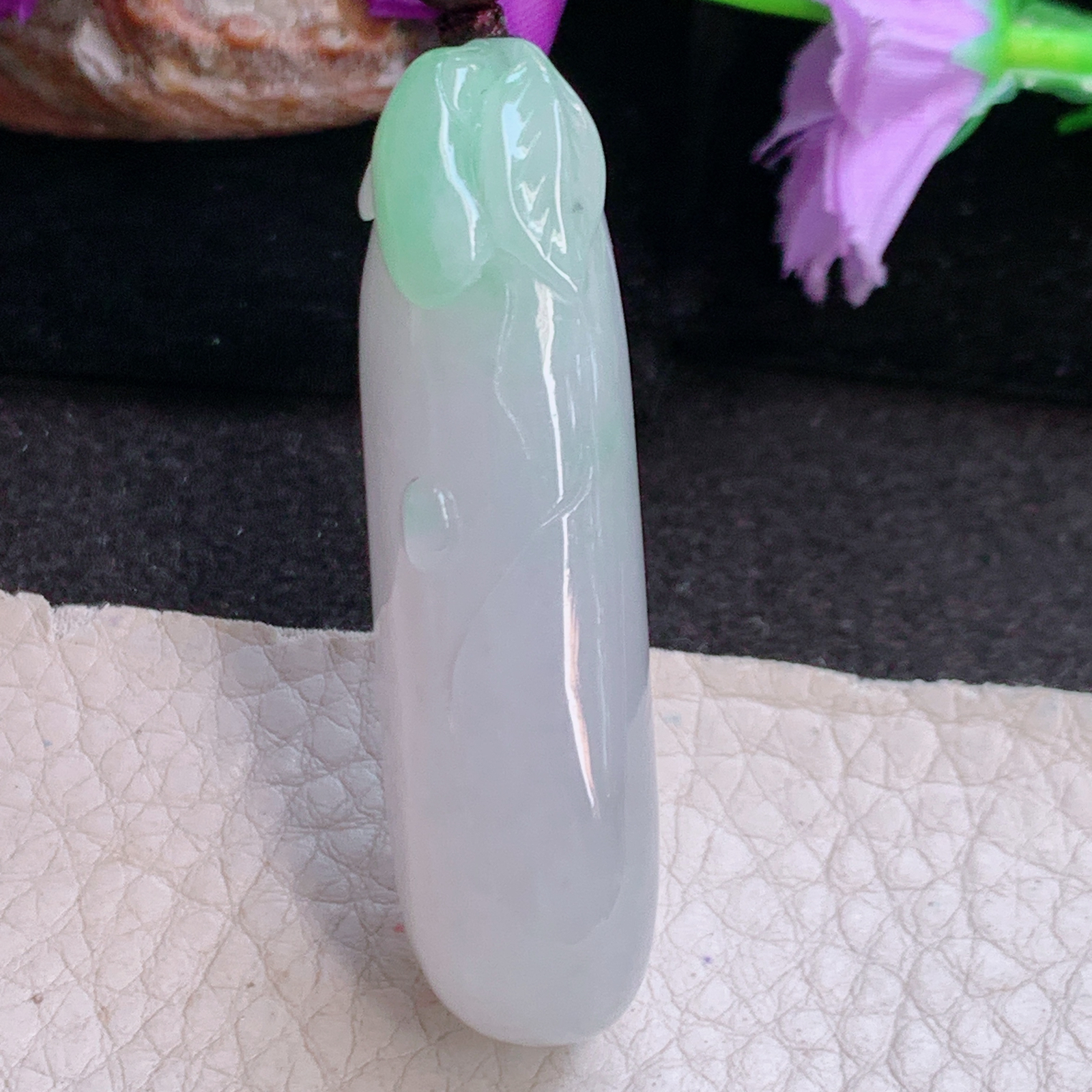zen实拍51*23*12.5缅甸翡翠高品质饱满清新冰润福瓜玉吊坠