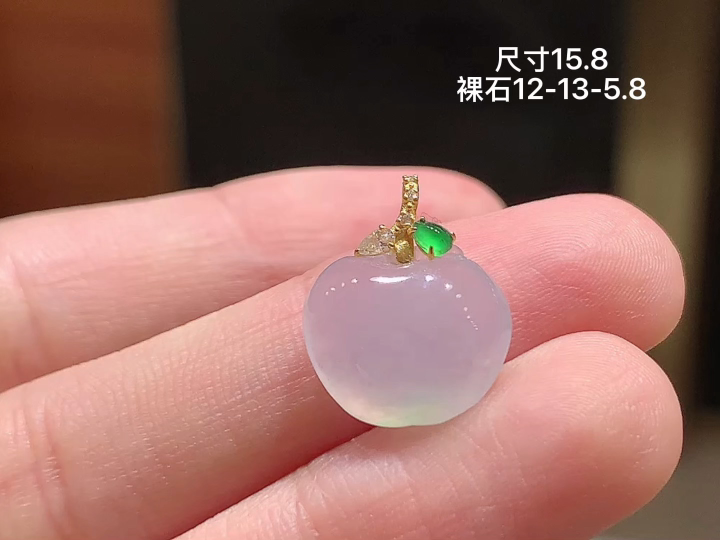 ️18K 冰飘绿福瓜吊坠,无裂,尺寸，12-13-5.8