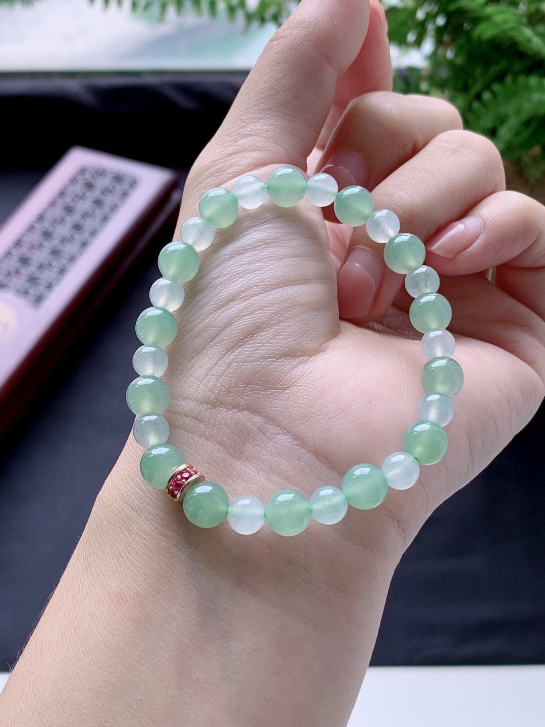 珠子冰晴水手串圆珠珠子手串,性比高,尺寸7.4mm,重量14.7克