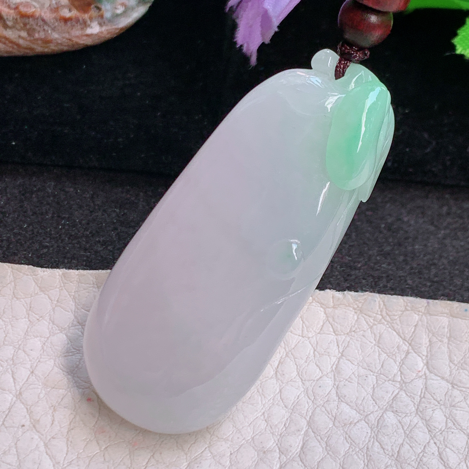 zen实拍51*23*12.5缅甸翡翠高品质饱满清新冰润福瓜玉吊坠