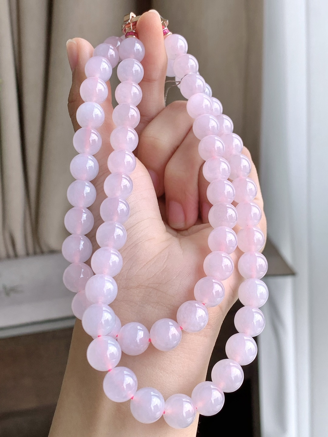 珠子，冰粉紫珠链圆珠子珠链，缅料性比高，尺寸10mm，31cm，重量109.6克