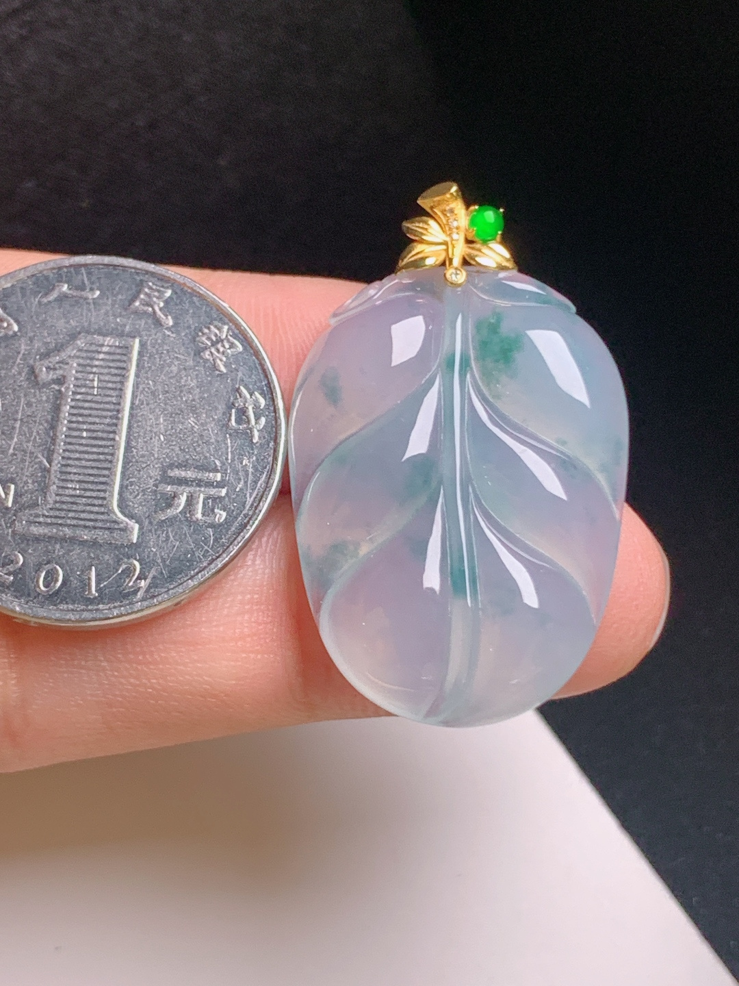 冰飘花树叶吊坠，冰透起胶，飘花灵动，金枝玉叶，裸石29.6-21.3-534.7