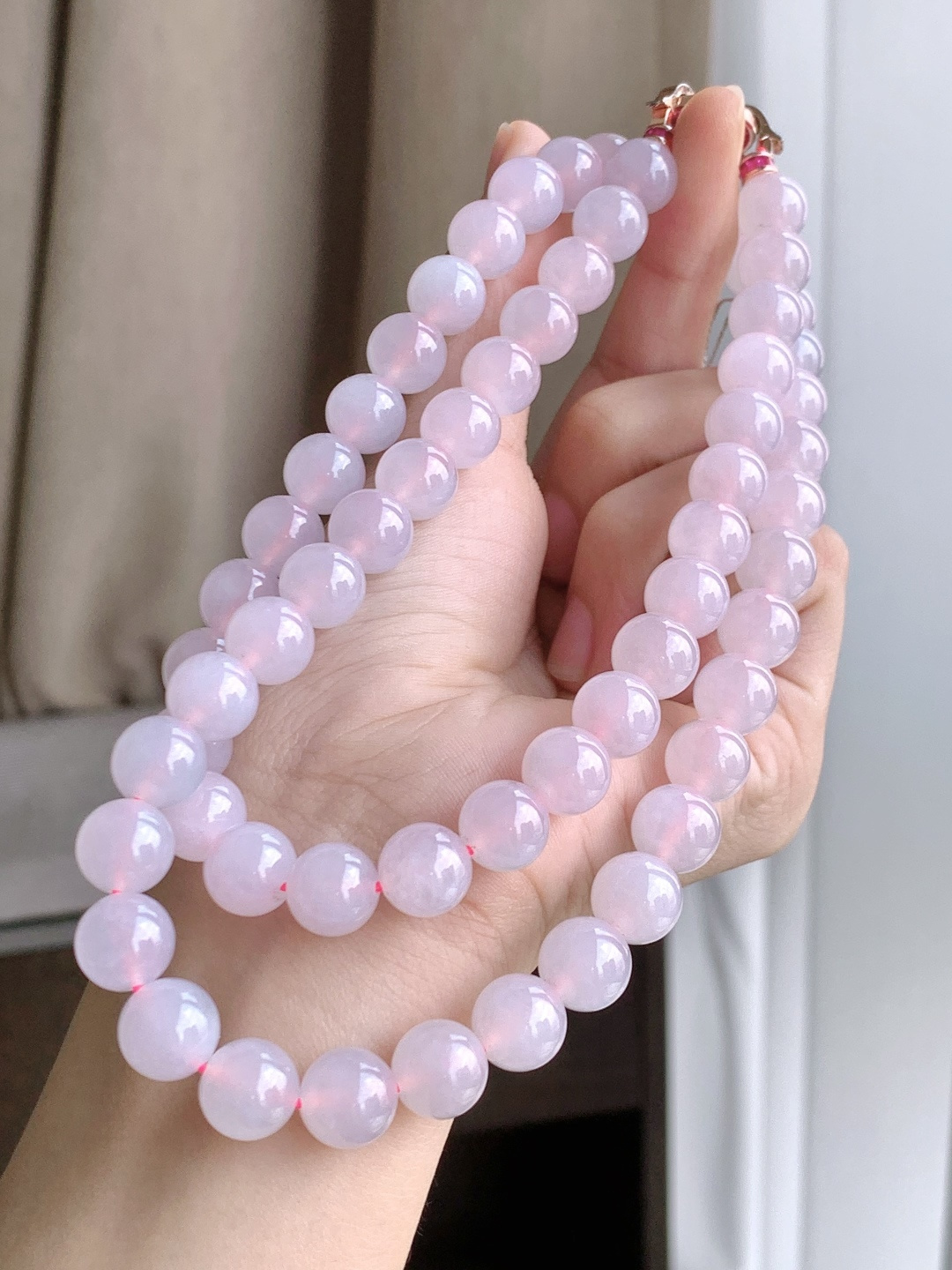 珠子，冰粉紫珠链圆珠子珠链，缅料性比高，尺寸10mm，31cm，重量109.6克
