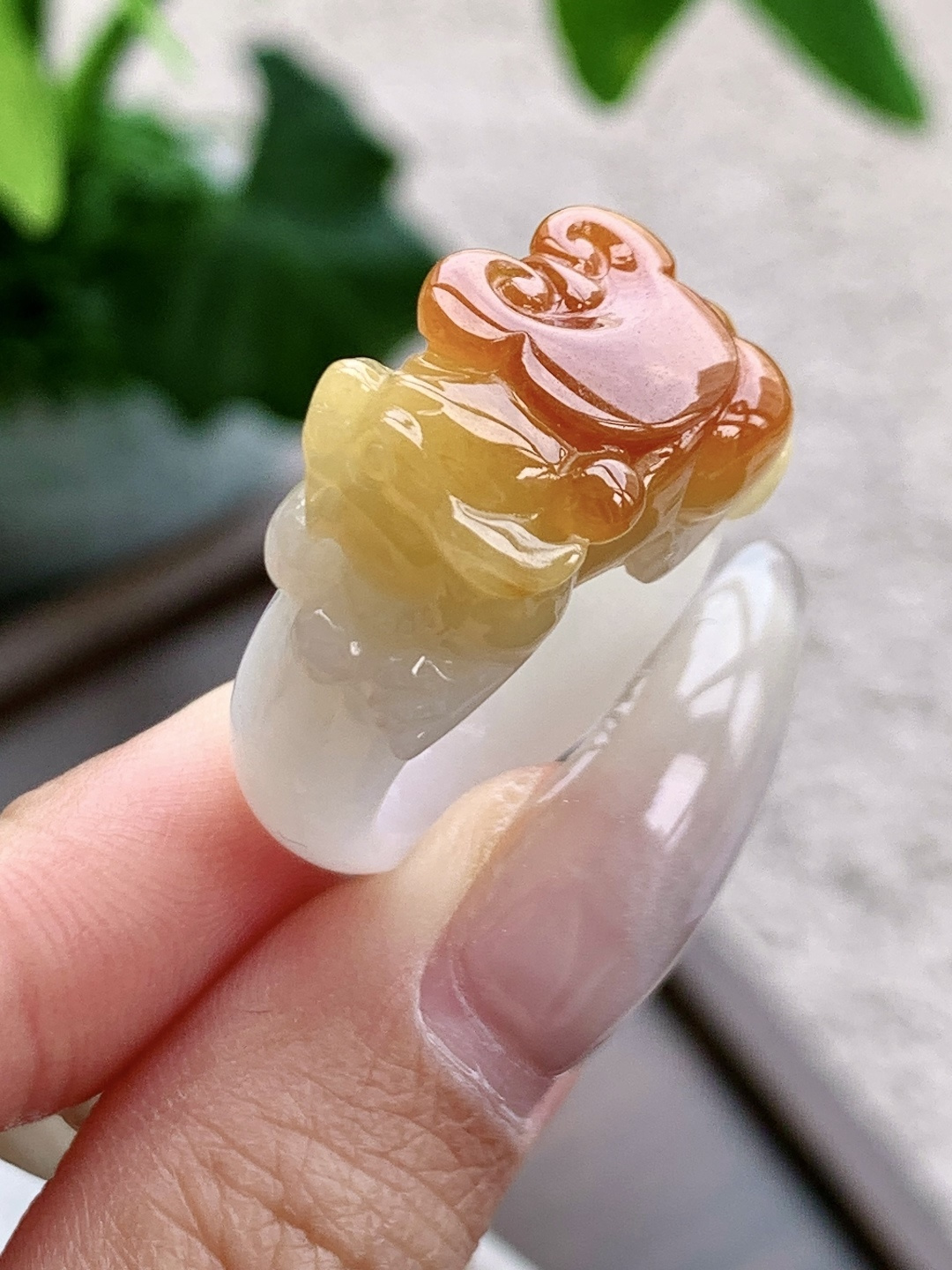裸石冰飘黄翡貔貅戒圈指环,说明性比高,尺寸12.6-11.2,圈口17号,重量12克