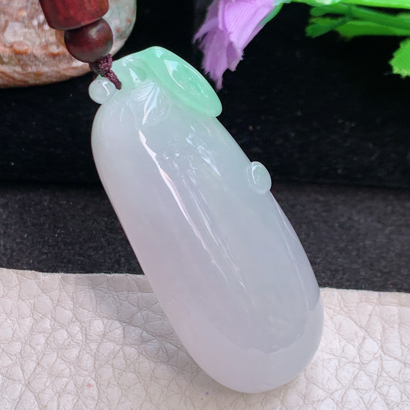 zen实拍51*23*12.5缅甸翡翠高品质饱满清新冰润福瓜玉吊坠