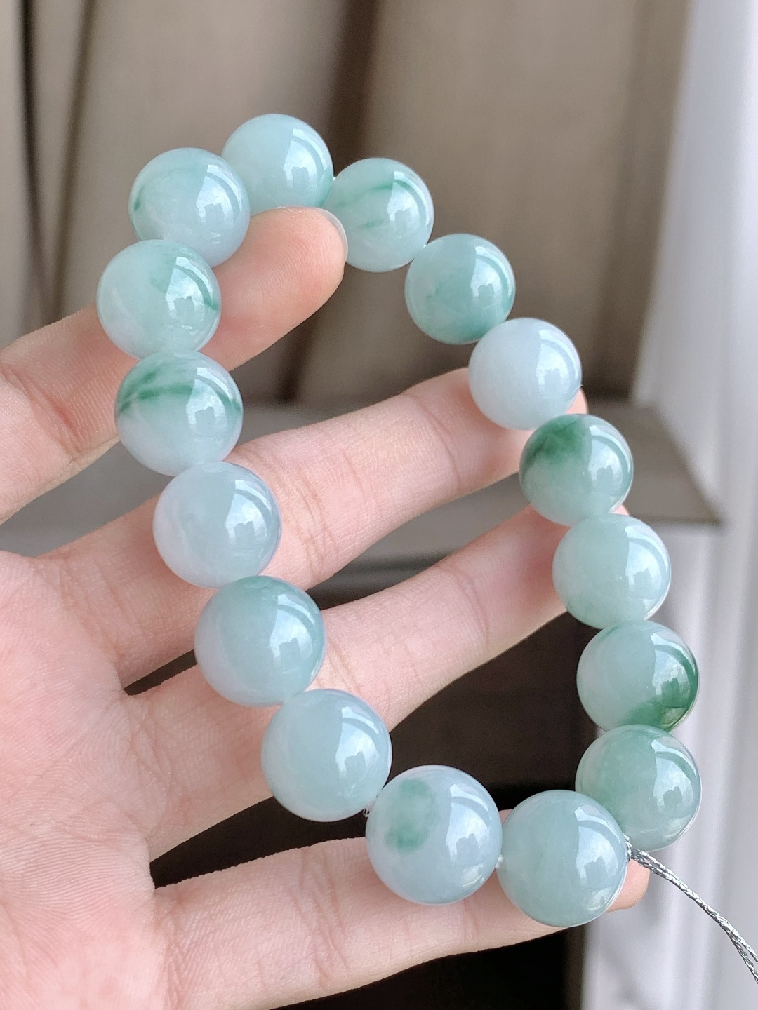珠子冰飘花手串圆珠子手串，性比高，12.2mm，56.3克
