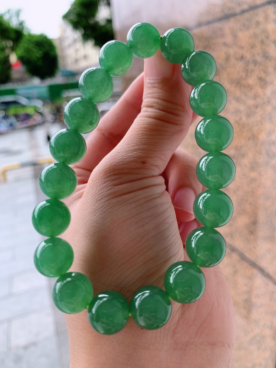 湖水绿珠珠手串，色匀油润，珠圆玉润，端庄大方