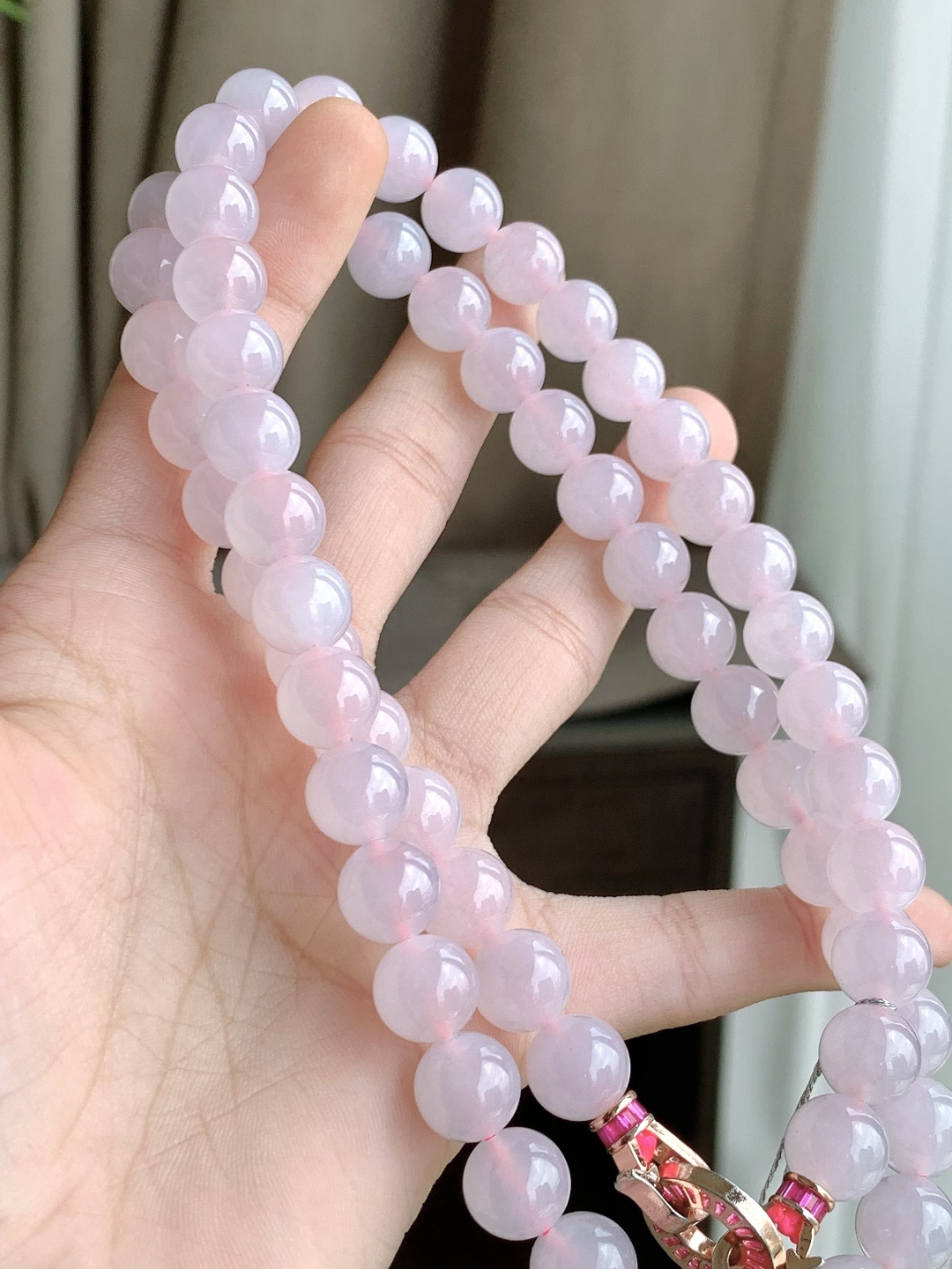 珠子，冰粉紫珠链圆珠子珠链，缅料性比高，尺寸10mm，31cm，重量109.6克