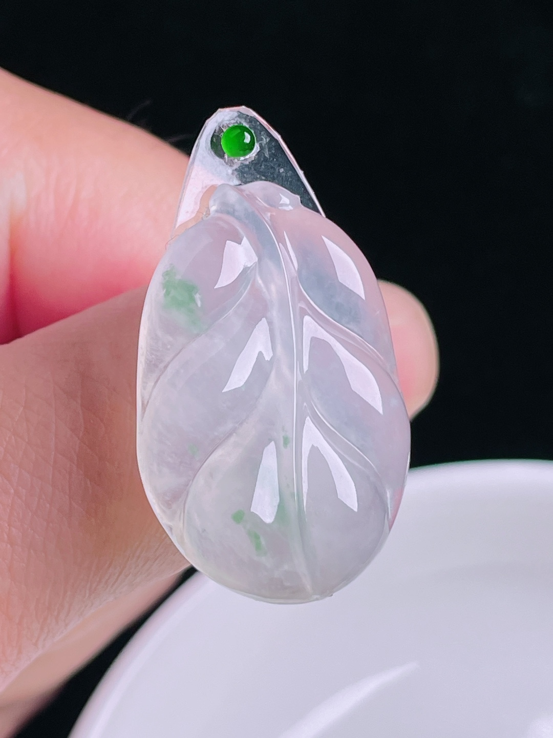 高冰树叶叶子，老种起光，细底通透，尺寸：32/21.5/5.8mm0907