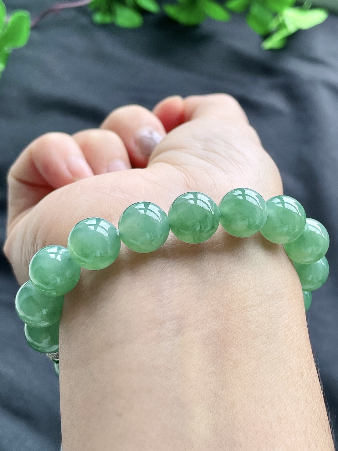 冰晴绿手串圆珠珠子手串，性比高