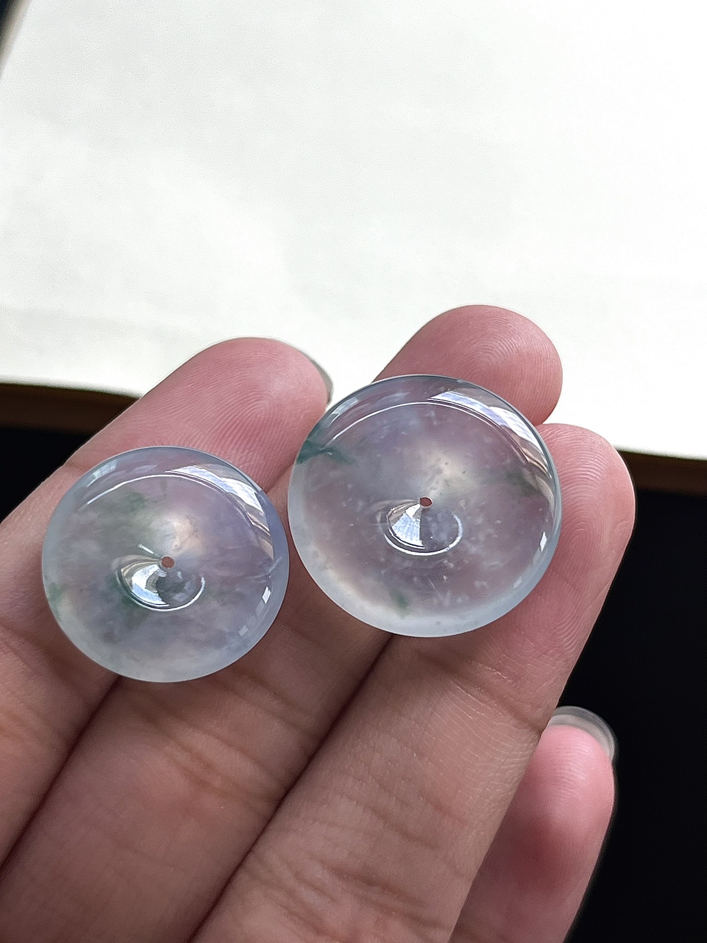 ️【平安扣一对】飘花灵动，种老细腻形体佳，尺寸：21.6*4.4，18.9*4.4,a4569/a2397