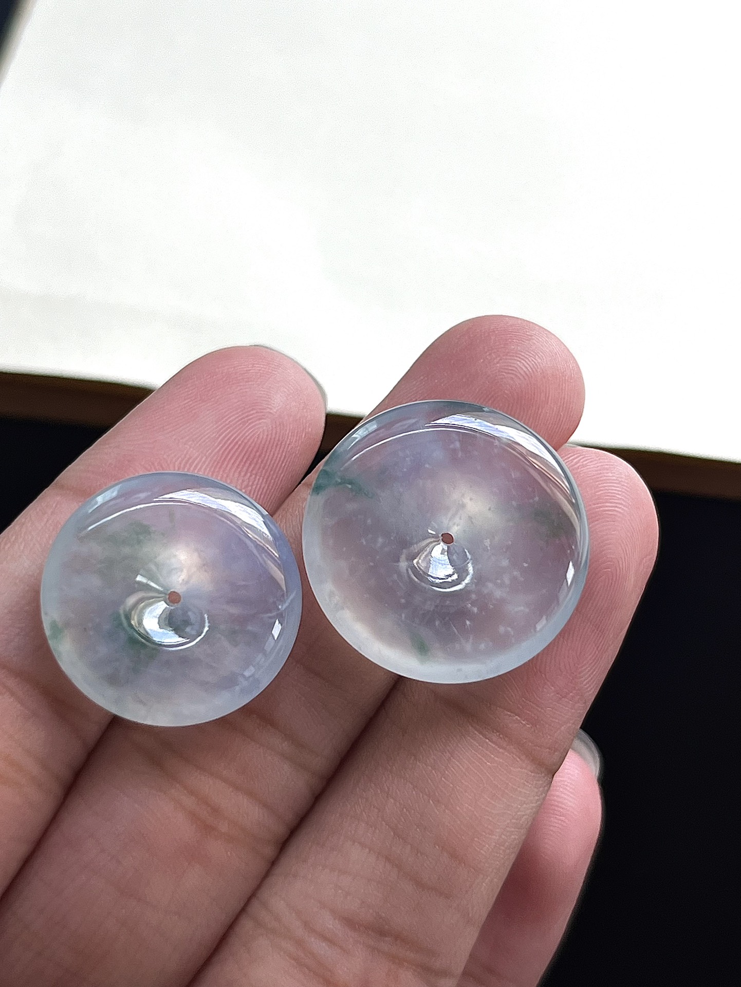 ️【平安扣一对】飘花灵动，种老细腻形体佳，尺寸：21.6*4.4，18.9*4.4,a4569/a