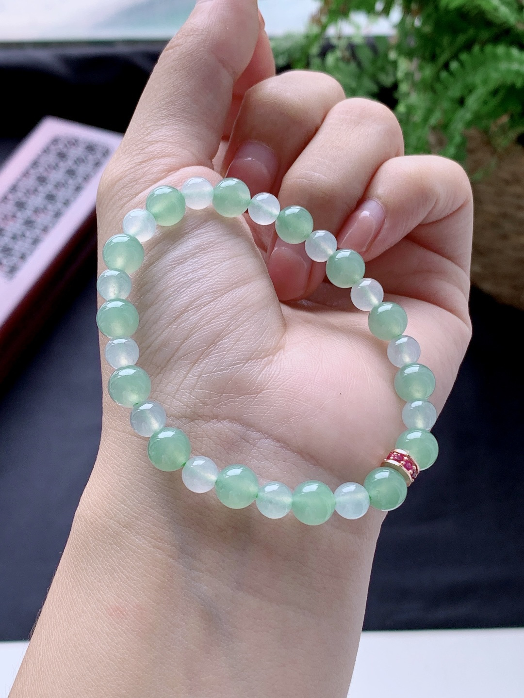 珠子冰晴水手串圆珠珠子手串,性比高,尺寸7.4mm,重量14.7克
