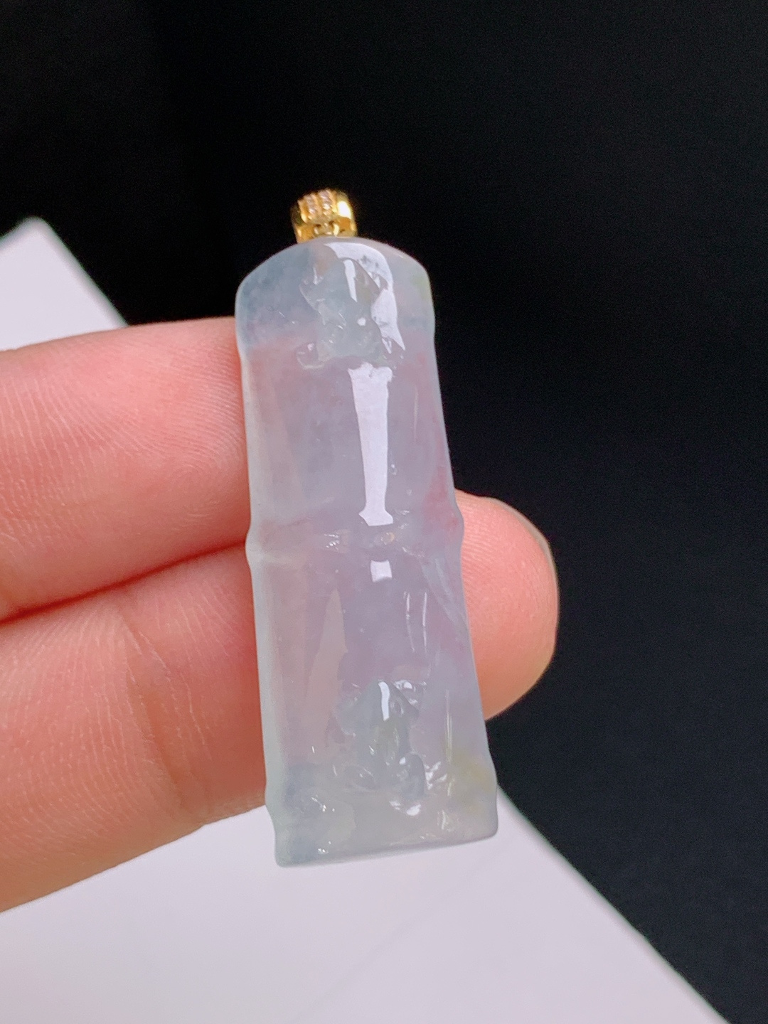 ️ 冰种竹节吊坠，清透素雅，雕工利落，节节高升 080904