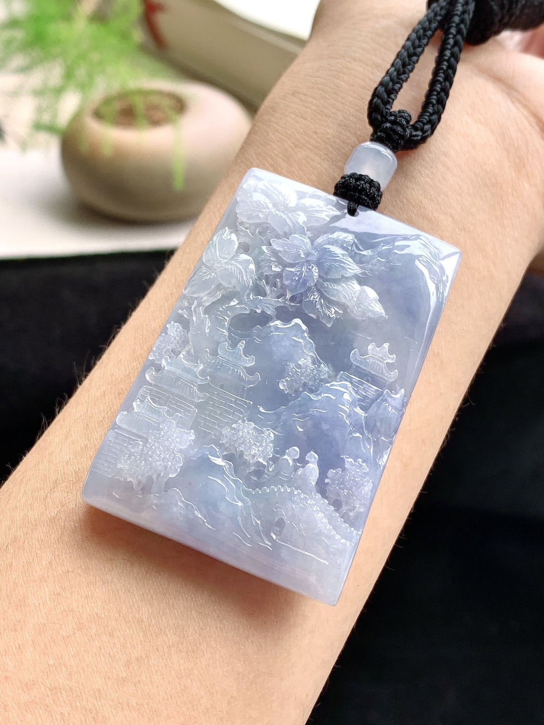 糯冰紫罗兰山水牌大山水牌吊坠 性比高 厚装