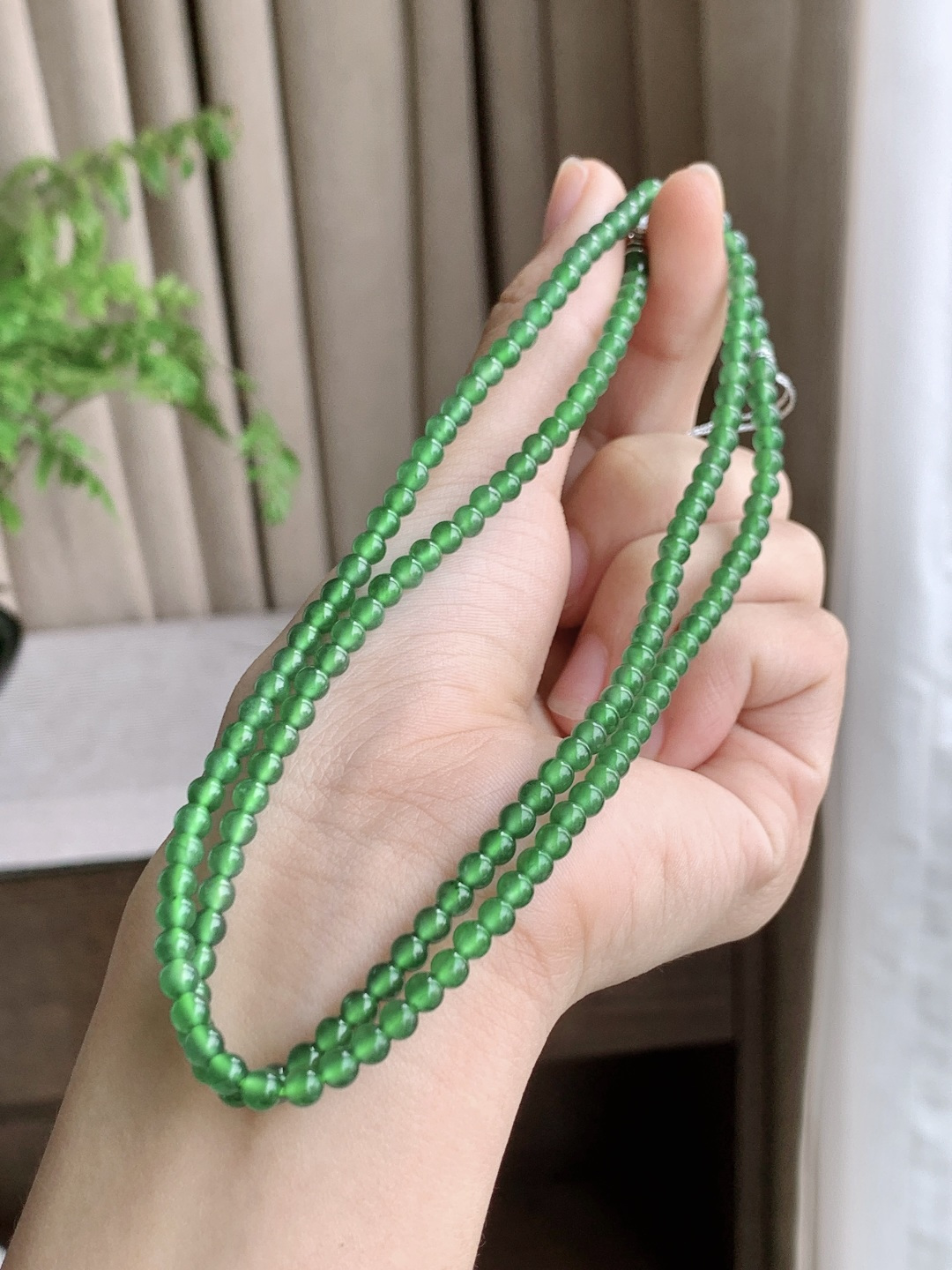 冰阳绿珠链圆珠子珠链 性比高 3.8mm
