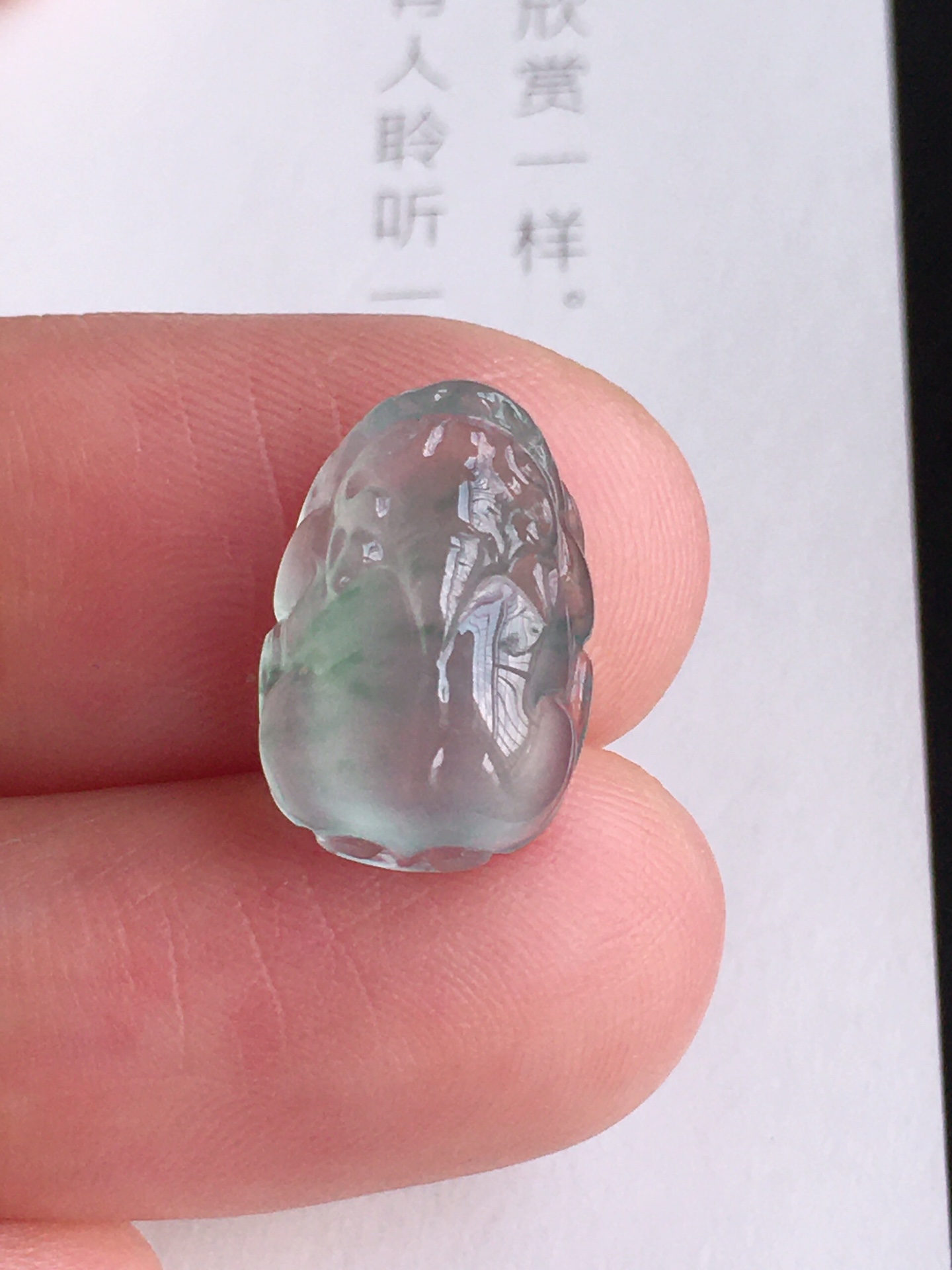 高冰飘花貔貅，无裂底子纯净冰透，自然光实拍，尺寸：14.2/9.8/5.5