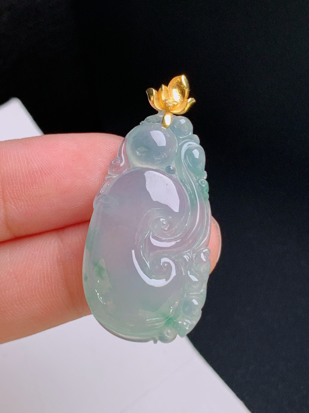 ️ 冰飘花如意吊坠，种水通透，飘花灵动，吉祥顺遂 裸石33.5-18.5-5.7 整体40.6 53