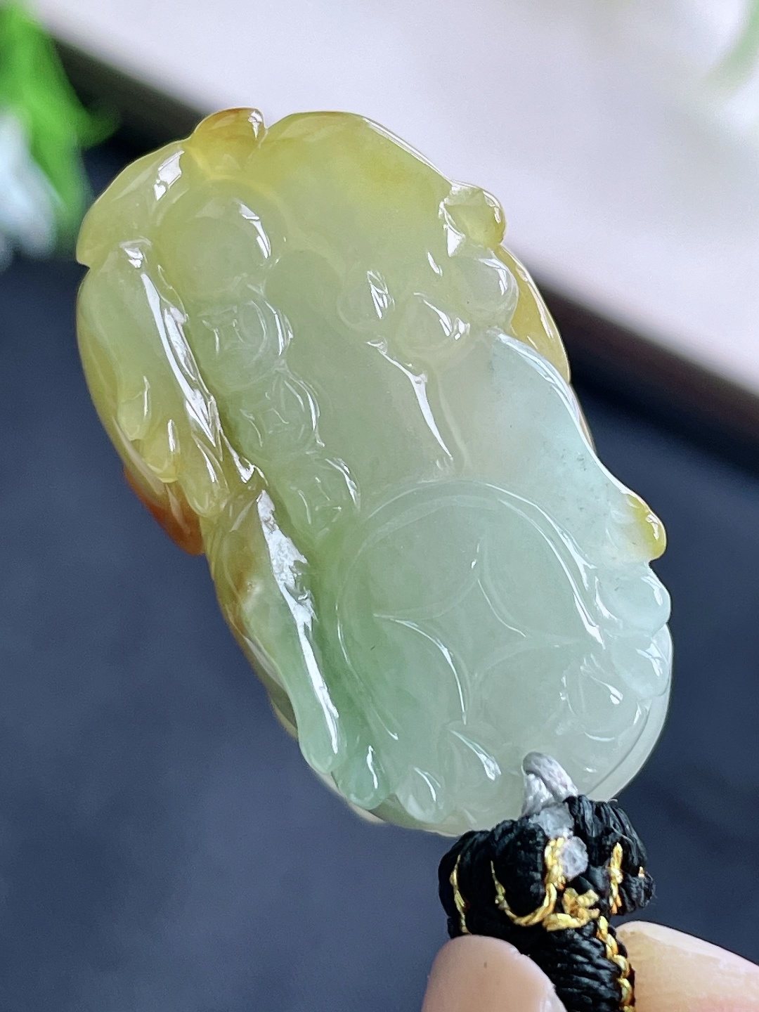 冰飘黄翡貔貅吊坠,性比高,超厚