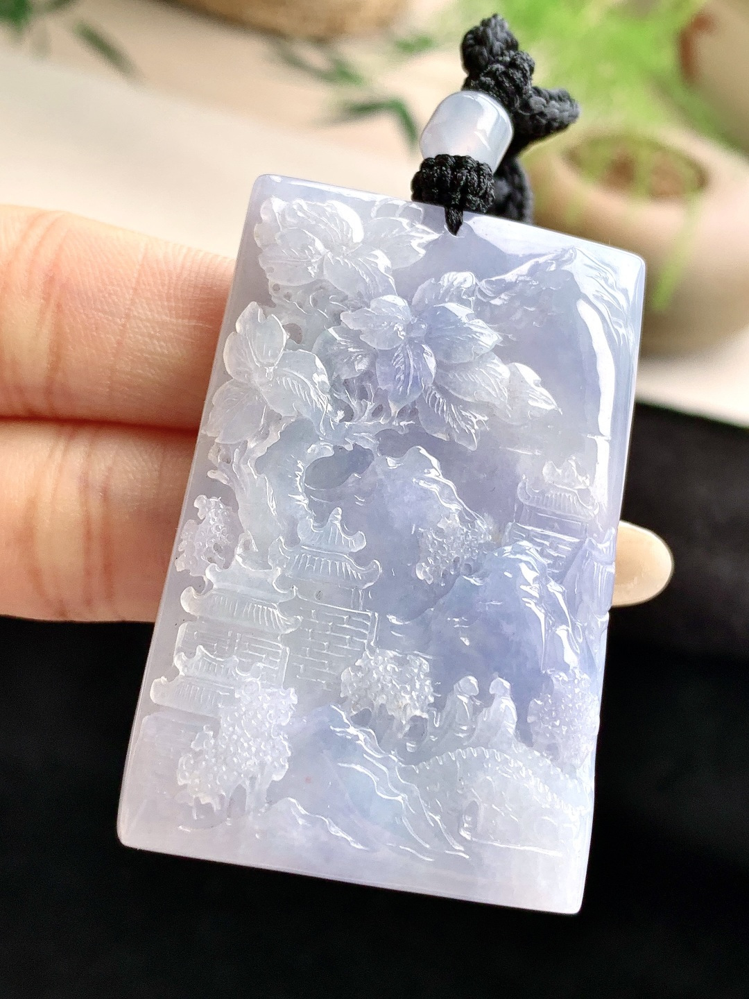 糯冰紫罗兰山水牌大山水牌吊坠 性比高 厚装