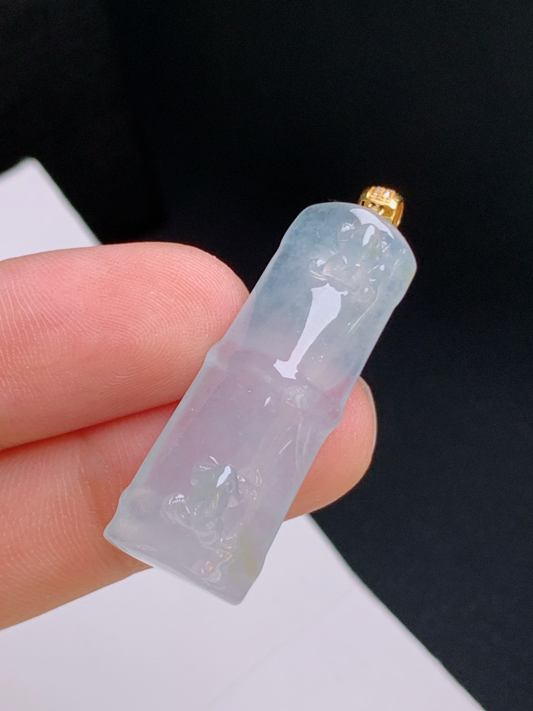 ️ 冰种竹节吊坠，清透素雅，雕工利落，节节高升 080904
