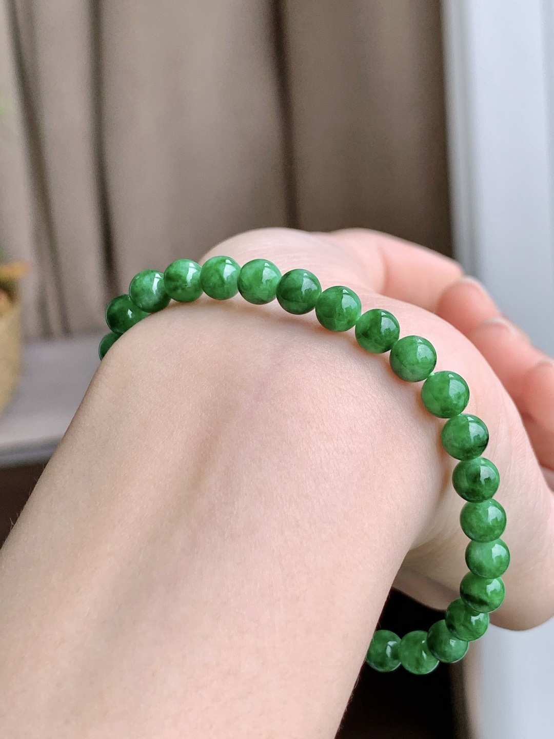 冰辣阳绿手串圆珠子手串 性比高 5.8mm 11.5克
